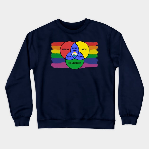 Gay Men Funny Ven Diagram Crewneck Sweatshirt by Prideopenspaces